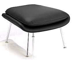 Womb™ Ottoman in Volo Leather, Chrome Frame