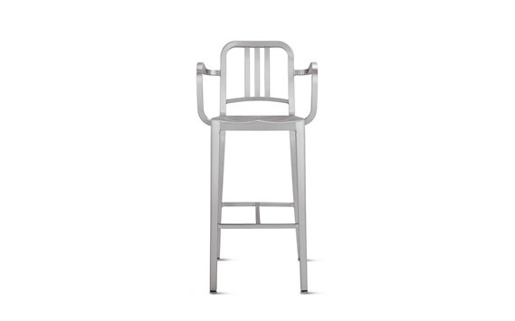 1006 Navy Barstool w/ Arms Brushed  Designed by Emeco for the U.S. Navy