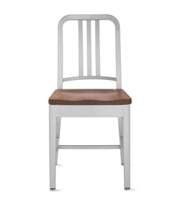 1006 Navy® Side Chair with Brushed Finish and Wood Seat