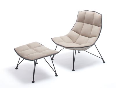 Jehs and Laub Ottoman, Wire Base – Leather