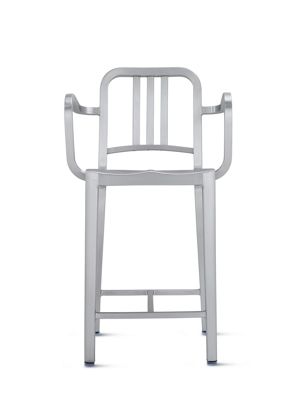 1006 Navy® Counter Stool with Arms in Brushed Finish