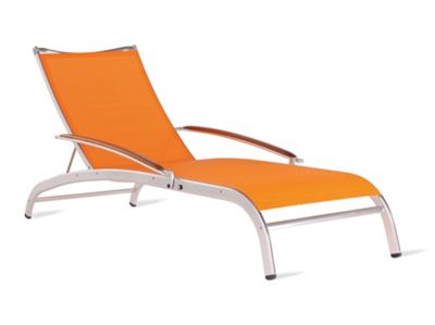 Lucca "3 Series" Chaise in Triple-Twist Weave with Teak Arms