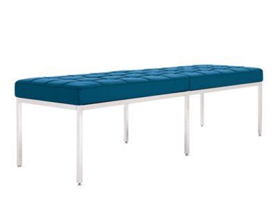 Florence Knoll Three-Seater Bench in Acqua Leather