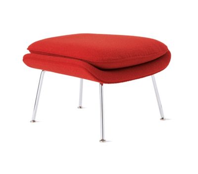 Womb™ Ottoman in Classic Boucle Fabric, Chrome Frame