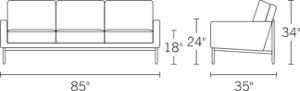 H 34 W 85 D 35 Arm H 24 Seat H 18 Seat D 21