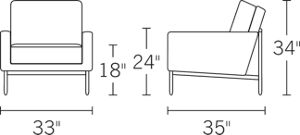 H 34 W 33 D 35 Arm H 24 Seat H 18 Seat D 21